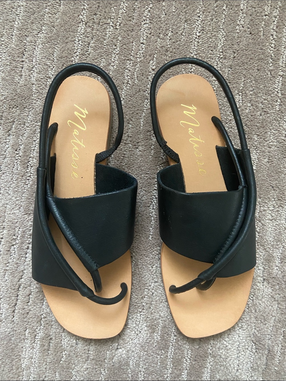 Matisse Black Leather Slingback Toe-Loop Sandals “Shayla” - Picture 2 of 7